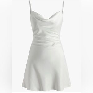 Cider Solid Satin Cowl Neck Cami Mini Dress